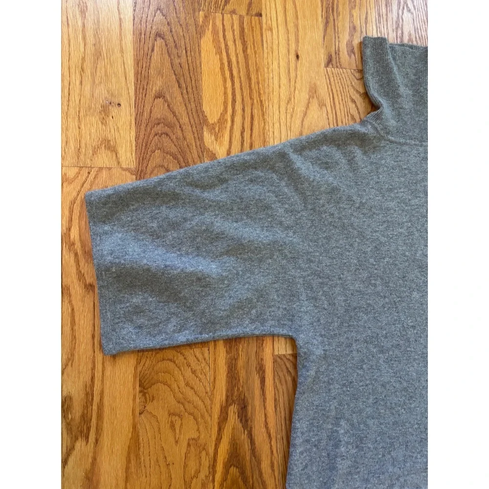 Lauren Ralph Lauren Grey 100% Cashmere Turtleneck Kimono Short Sleeve Sweater - Picture 2 of 7
